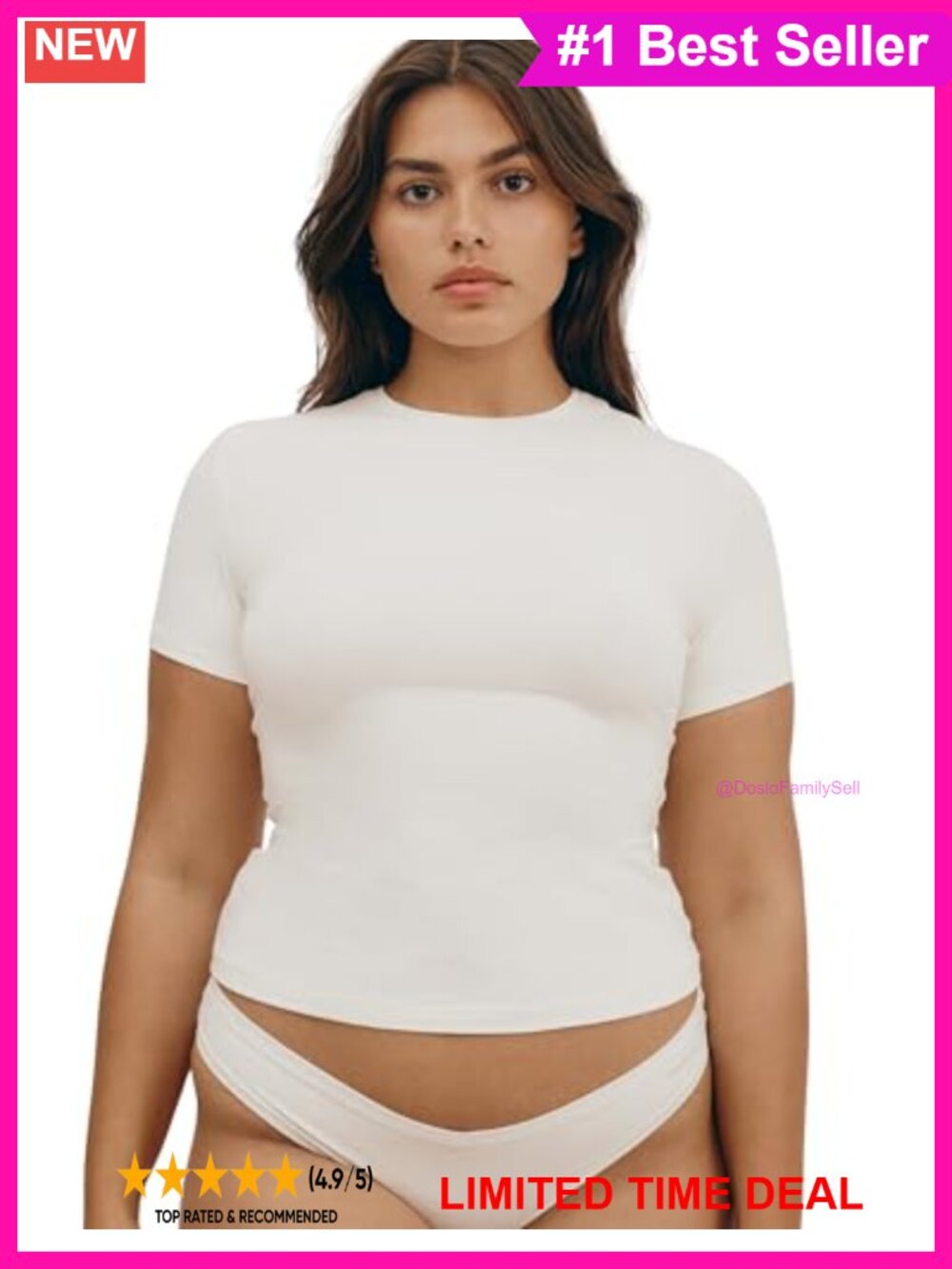 Organic Cotton Flex Short Sleeve Crew Neck Fitted Crop T-Shirt